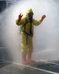 Person being decontaminated